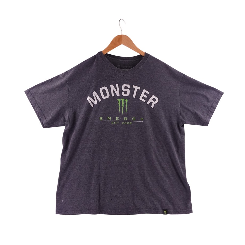 Monster Energy Graphic T-Shirt Mens XL Gray Short Sleeve Est 2002 Logo Tee